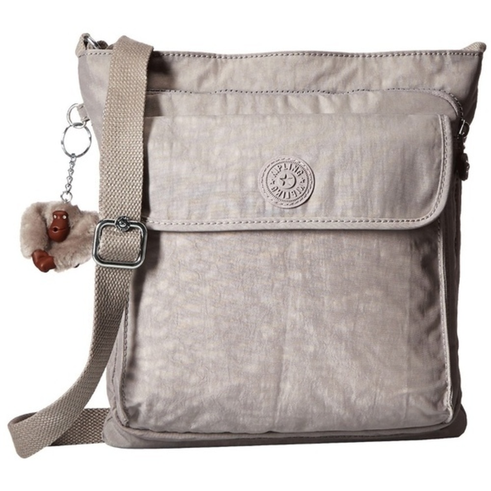 Kipling Machida Davina Nylon Crossbody Bag Adjustable Strap Zippered Pocket Gray